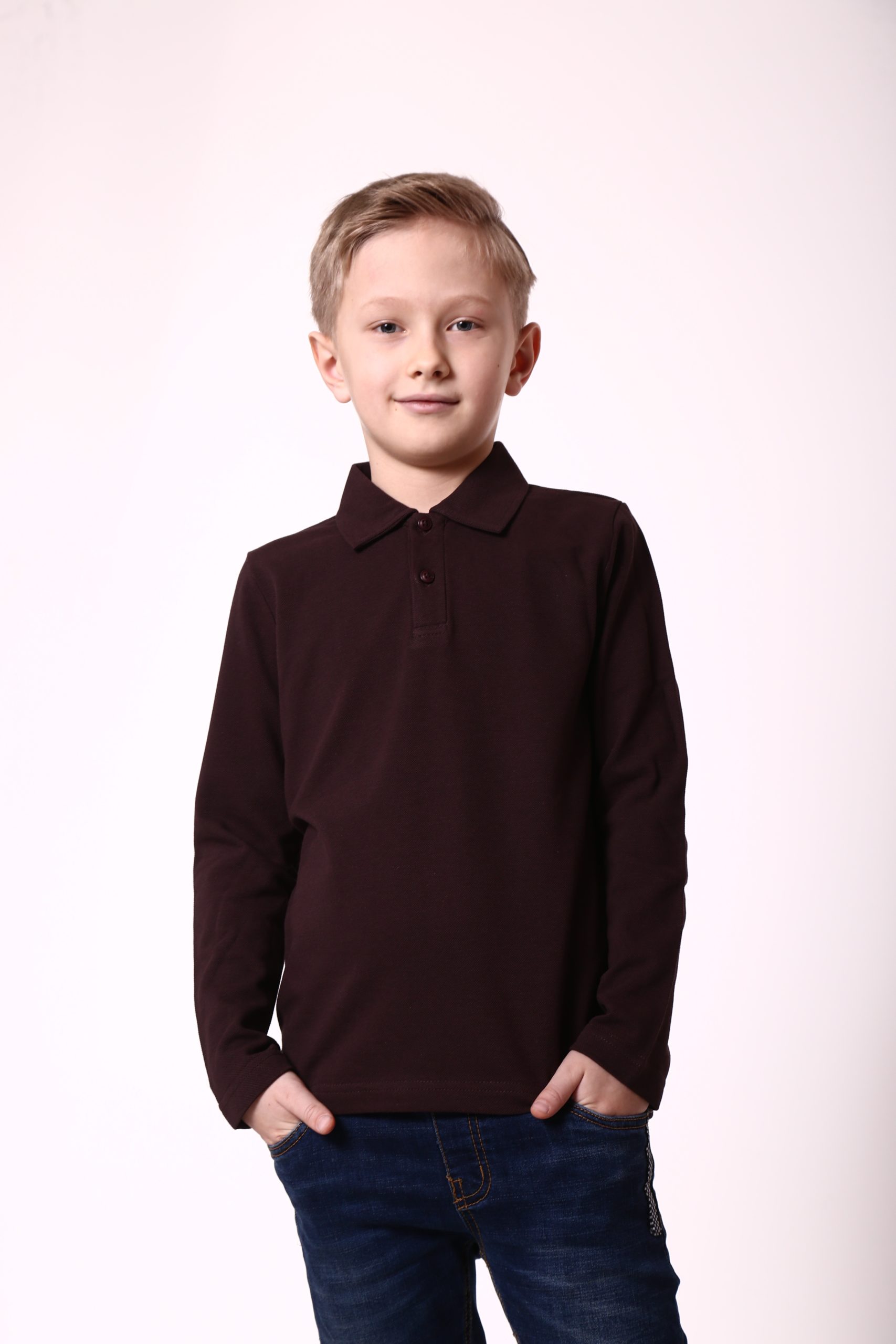 Коричневе поло з довгим рукавом дитяче STANDART