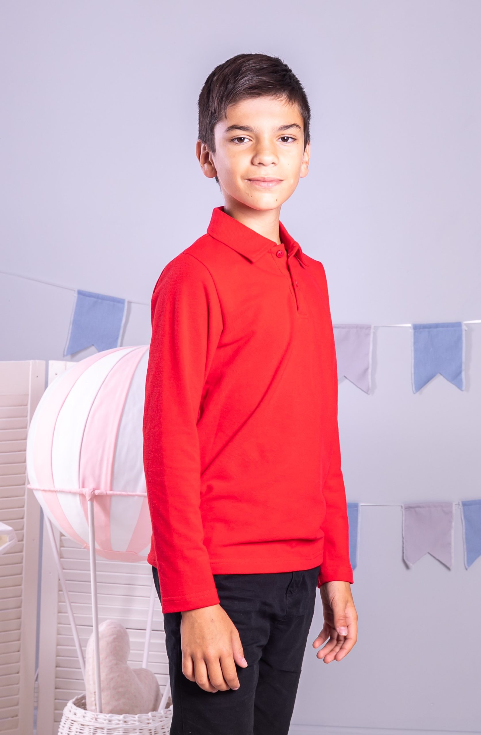 Червоне поло з довгим рукавом дитяче STANDART