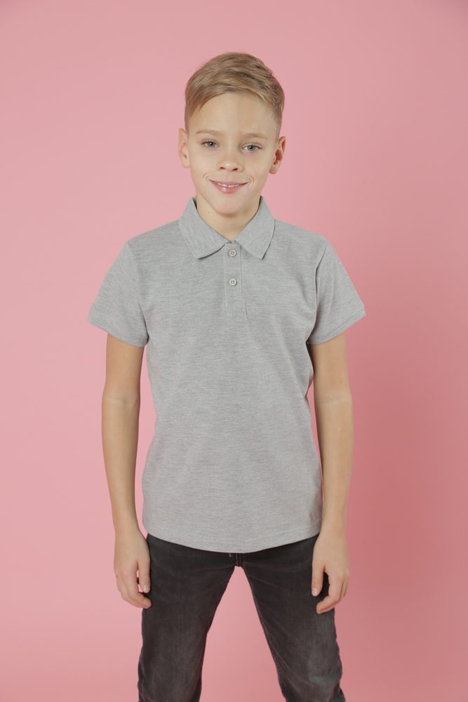 Світло-сіра (меланж) футболка поло дитяча STANDART