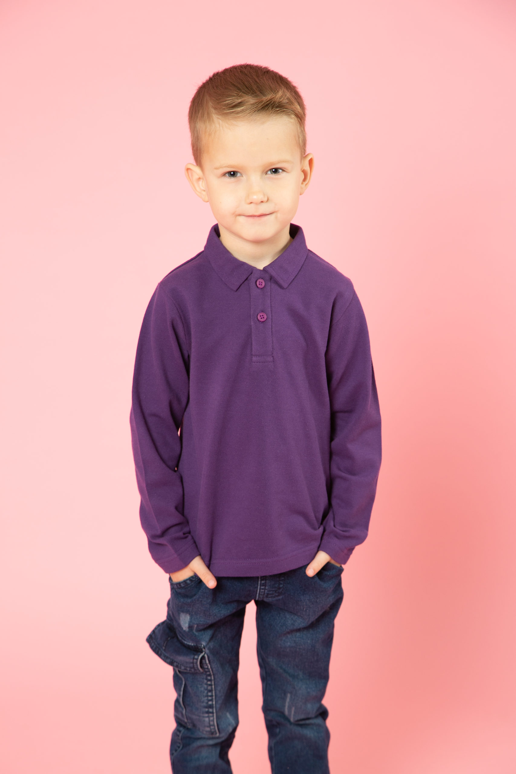 Баклажанове поло з довгим рукавом дитяче STANDART