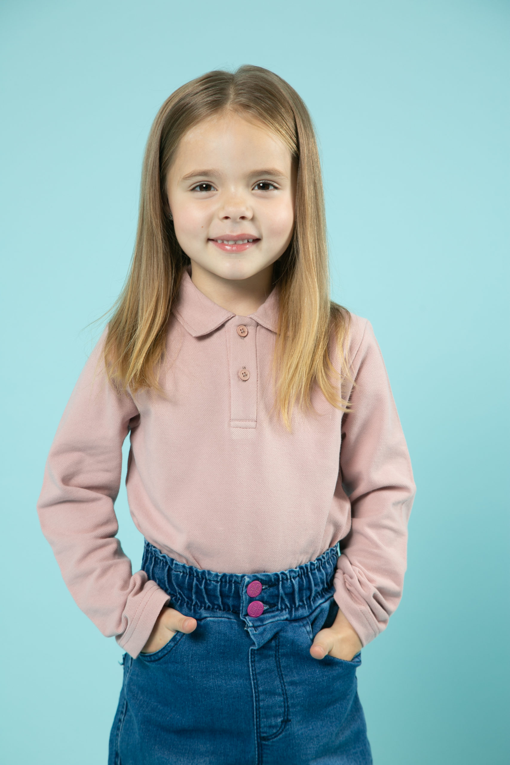Пудрове поло з довгим рукавом дитяче STANDART