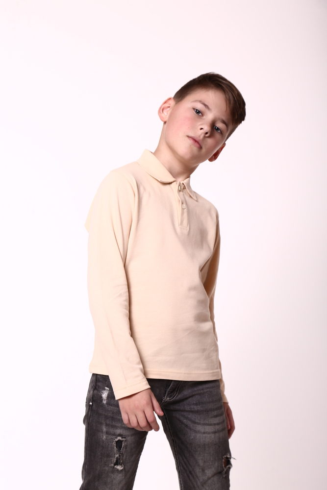 Бежеве поло з довгим рукавом дитяче STANDART