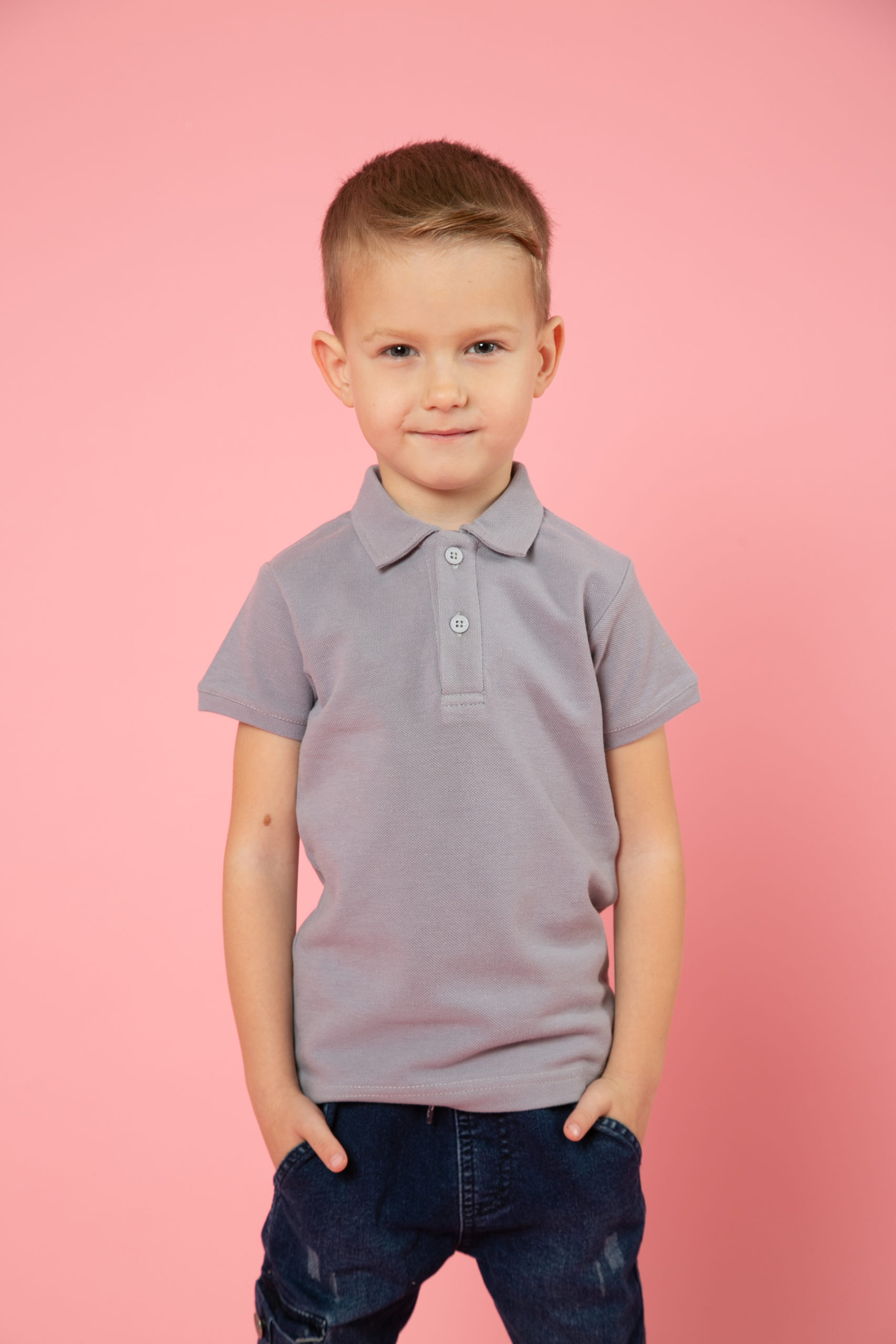 Сіра футболка поло дитяча STANDART