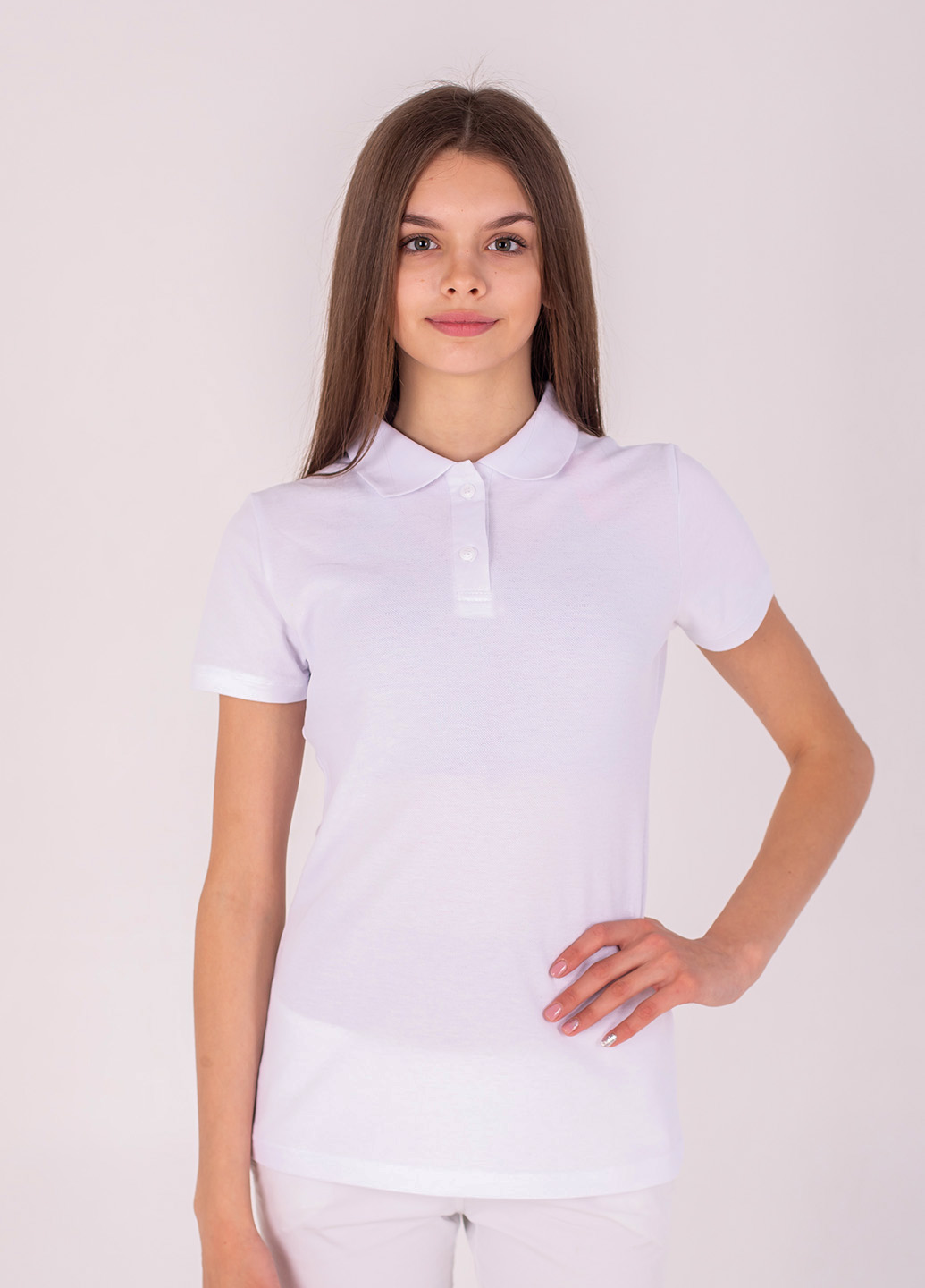 Біла футболка поло жіноча STANDART