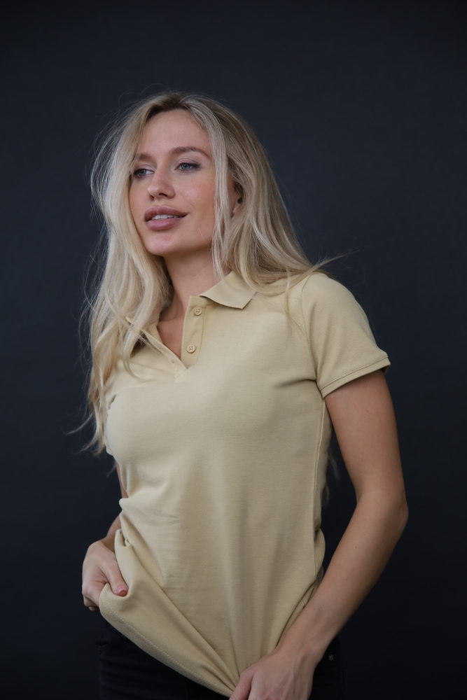 Бежева футболка поло жіноча STANDART