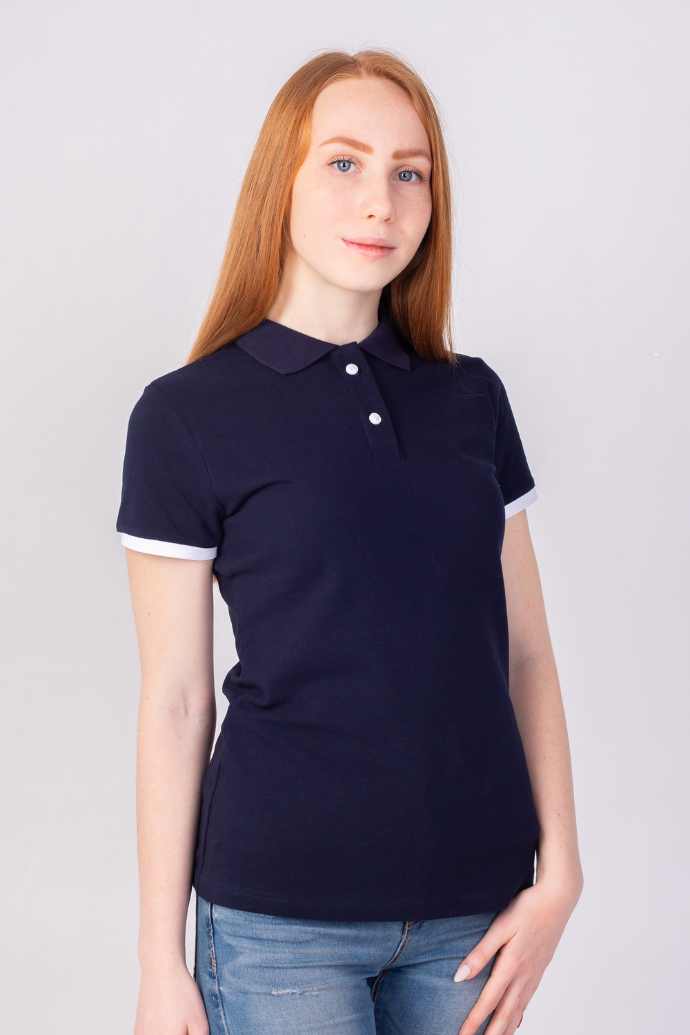 Темно-синя футболка поло жіноча STANDART