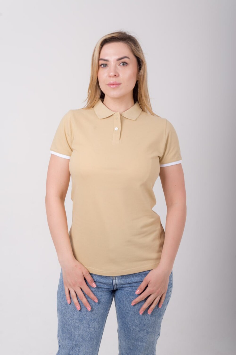 Бежева футболка поло жіноча STANDART