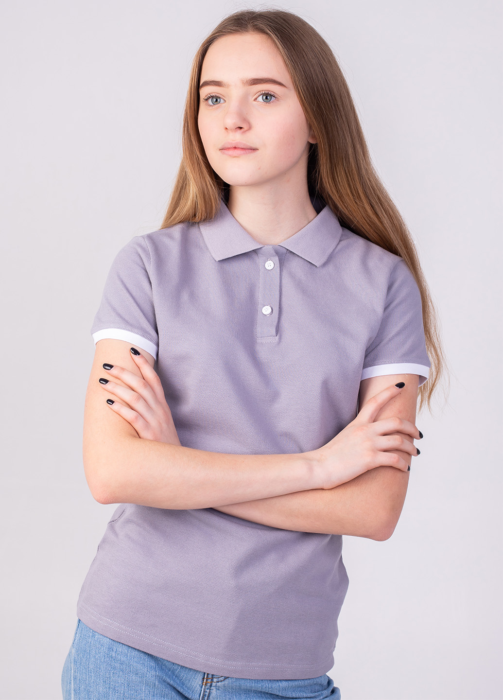 Сіра футболка поло жіноча STANDART