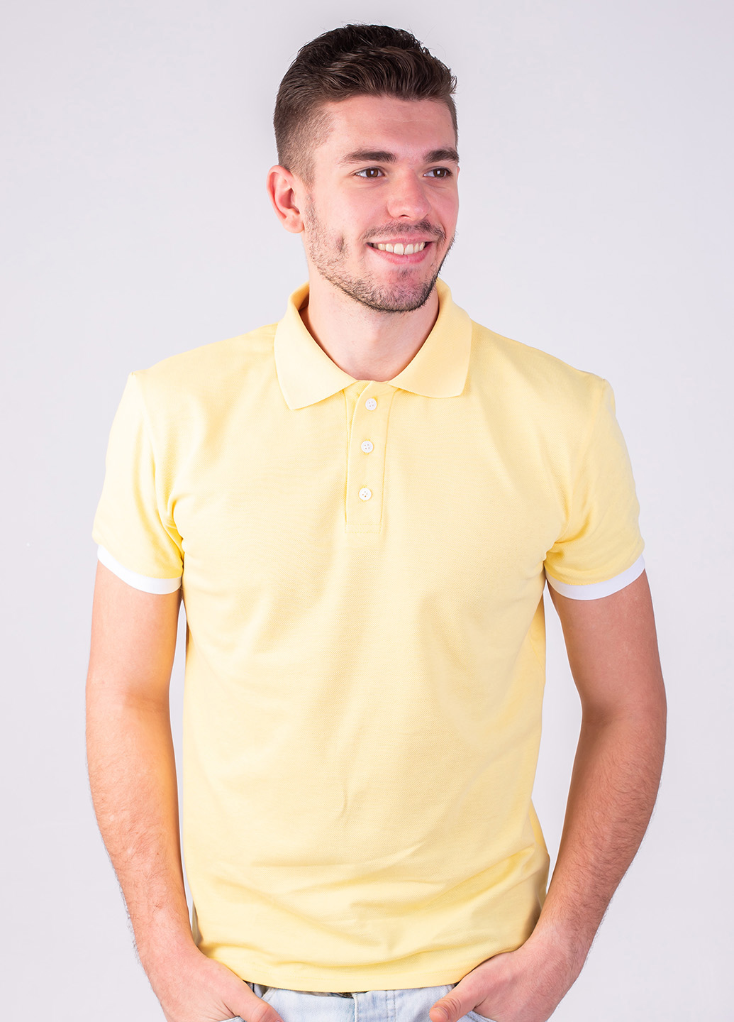 Світло-жовта футболка поло чоловіча STANDART