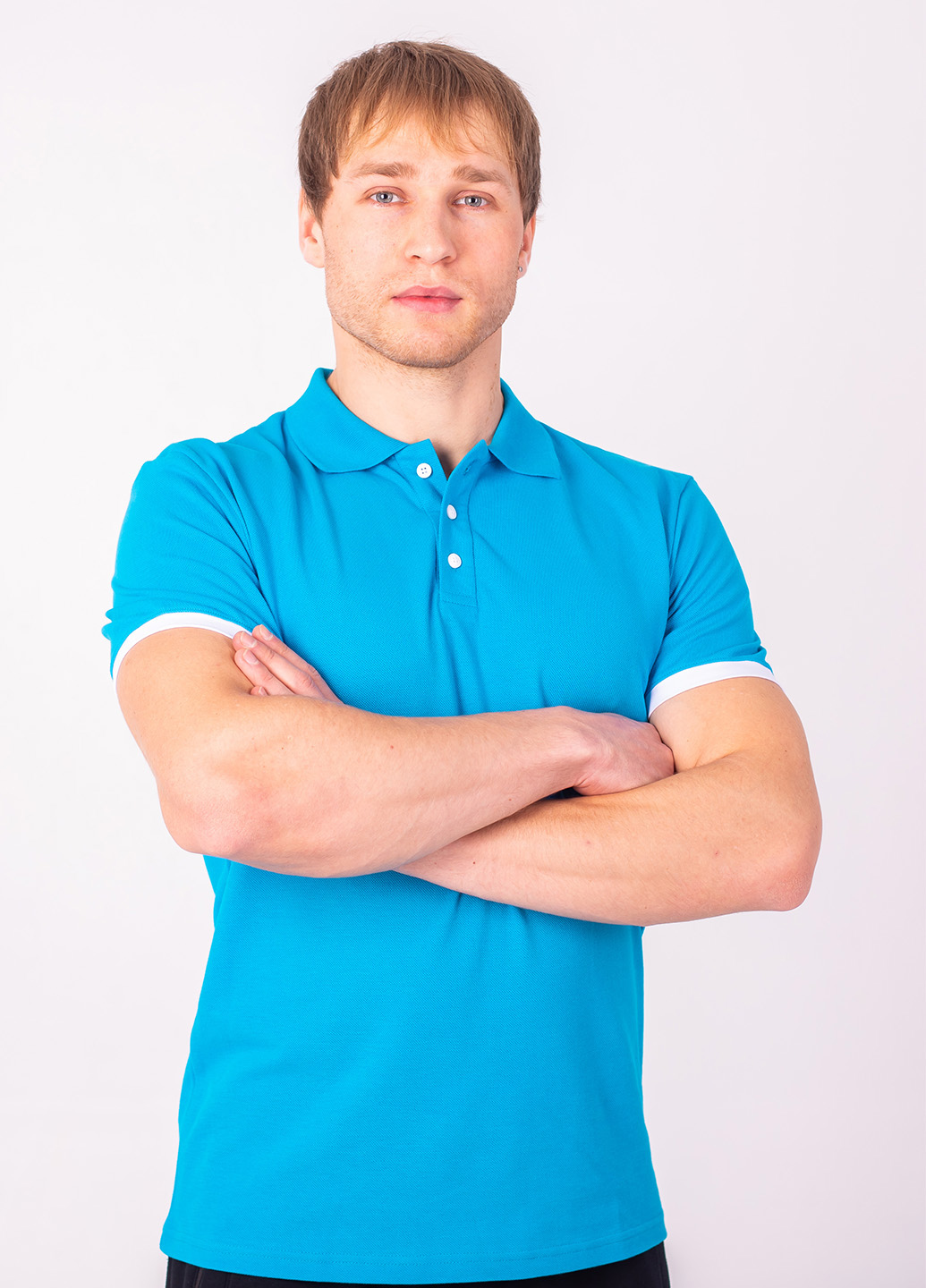 Бірюзова футболка поло чоловіча STANDART