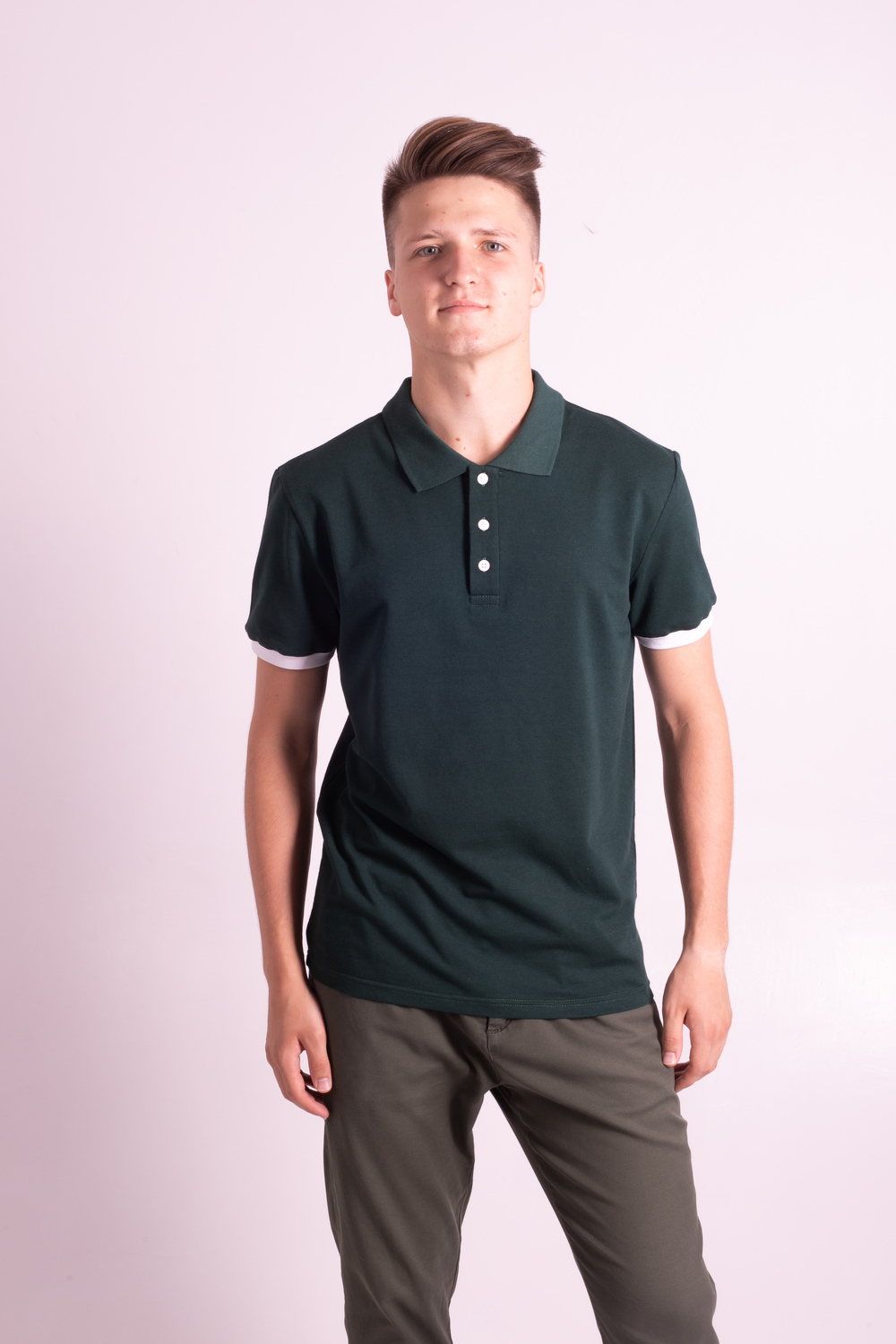 Темно-зелена футболка поло чоловіча