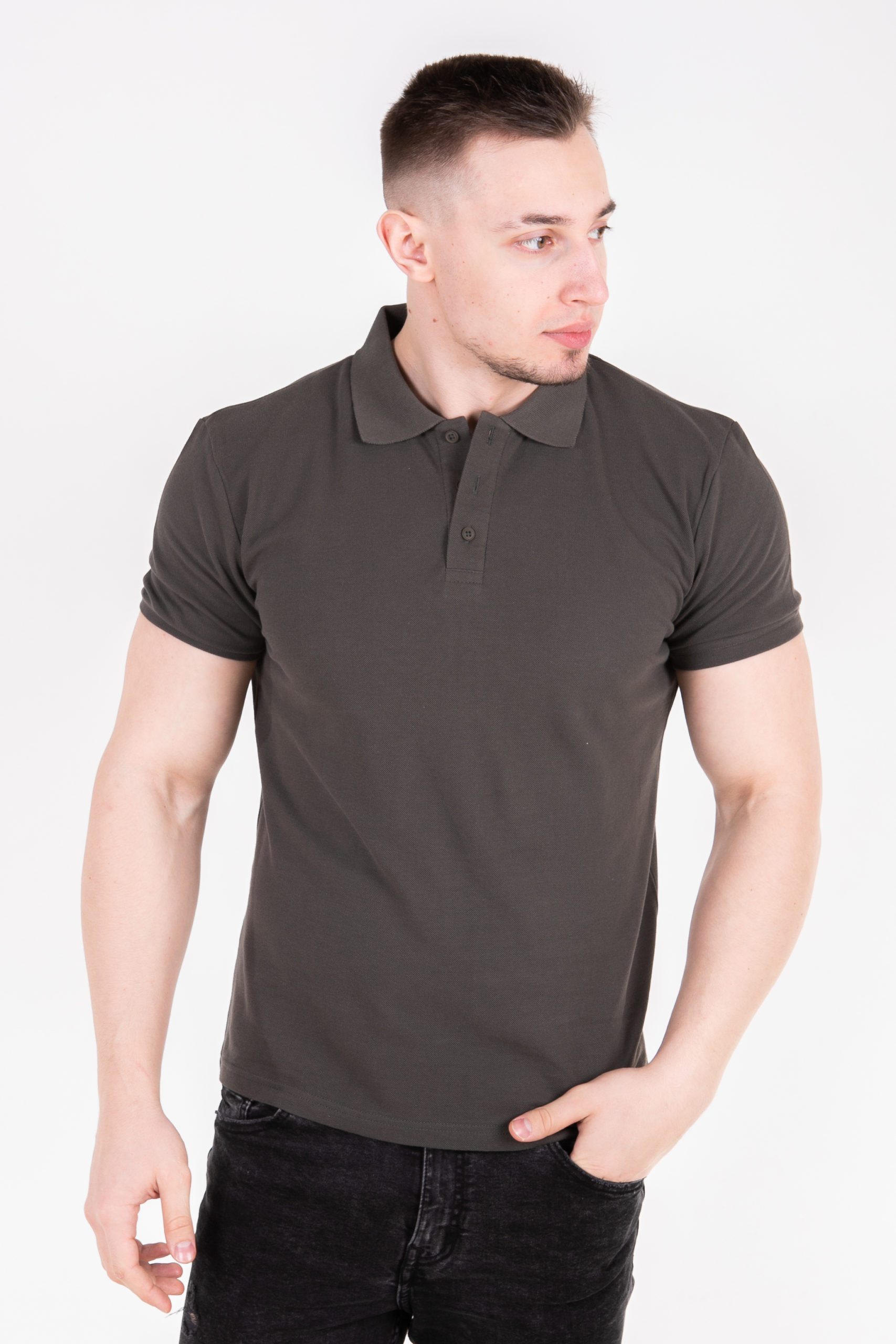 Хакі (сірий) футболка поло чоловіча STANDART