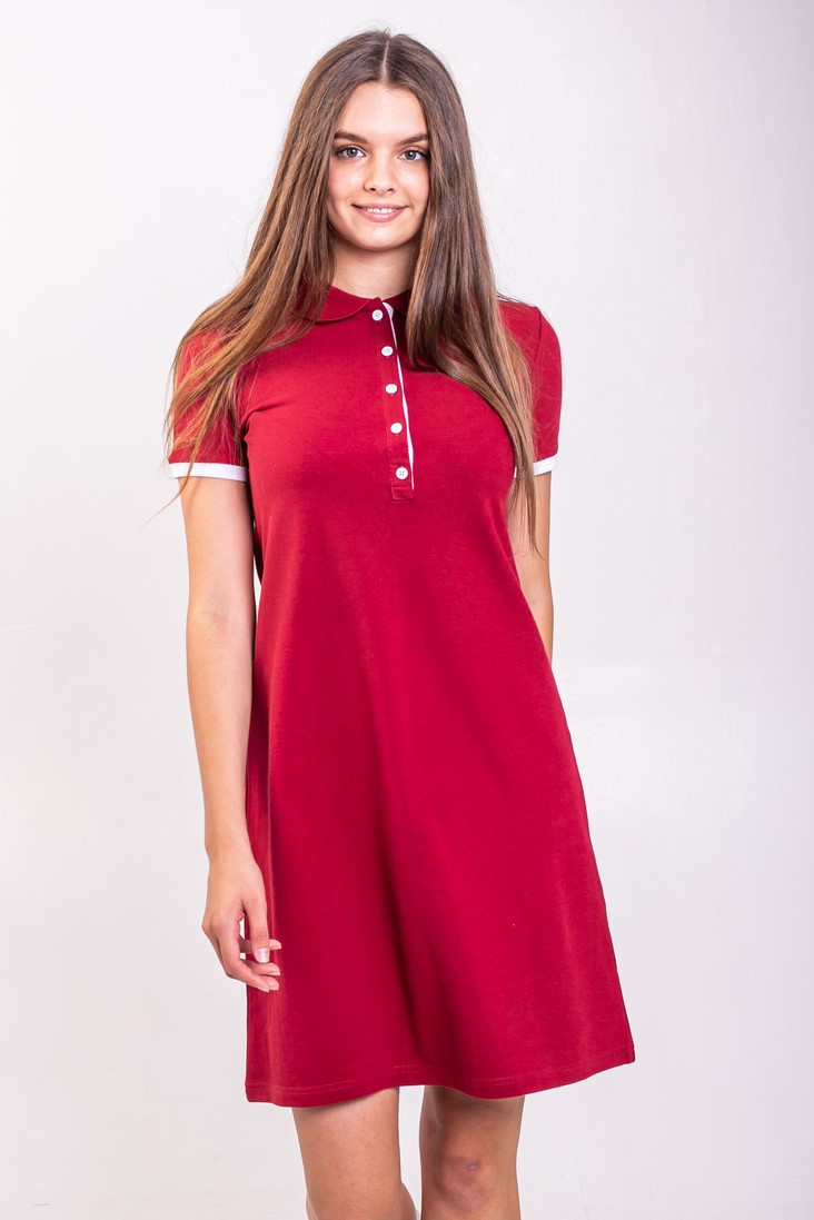 Бордова сукня поло ТРАПЕЦІЯ
