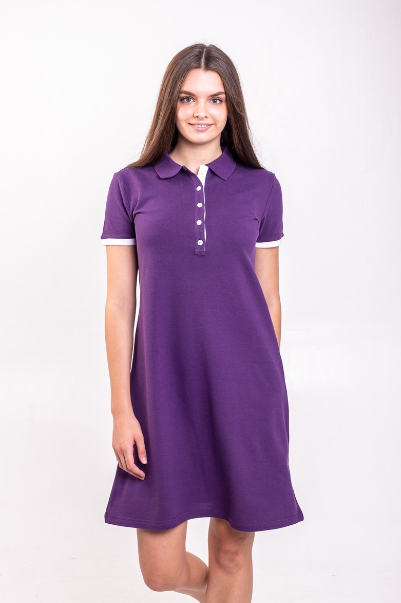 Баклажанова сукня поло ТРАПЕЦІЯ