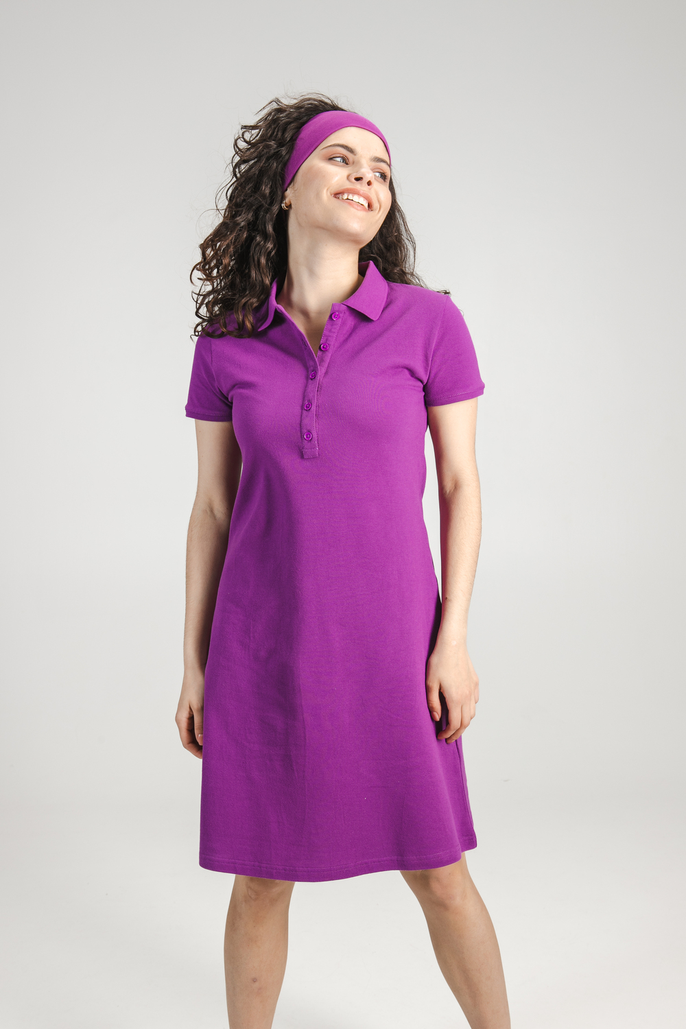 Фіолетова сукня поло ТРАПЕЦІЯ