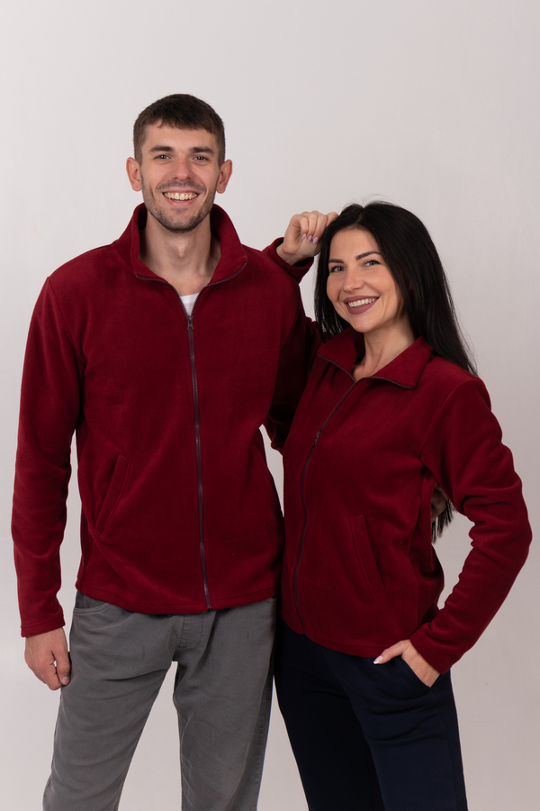 Бордова флісова кофта унісекс