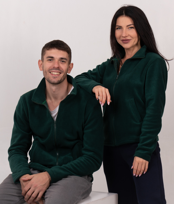 Темно-зелена флісова кофта унісекс