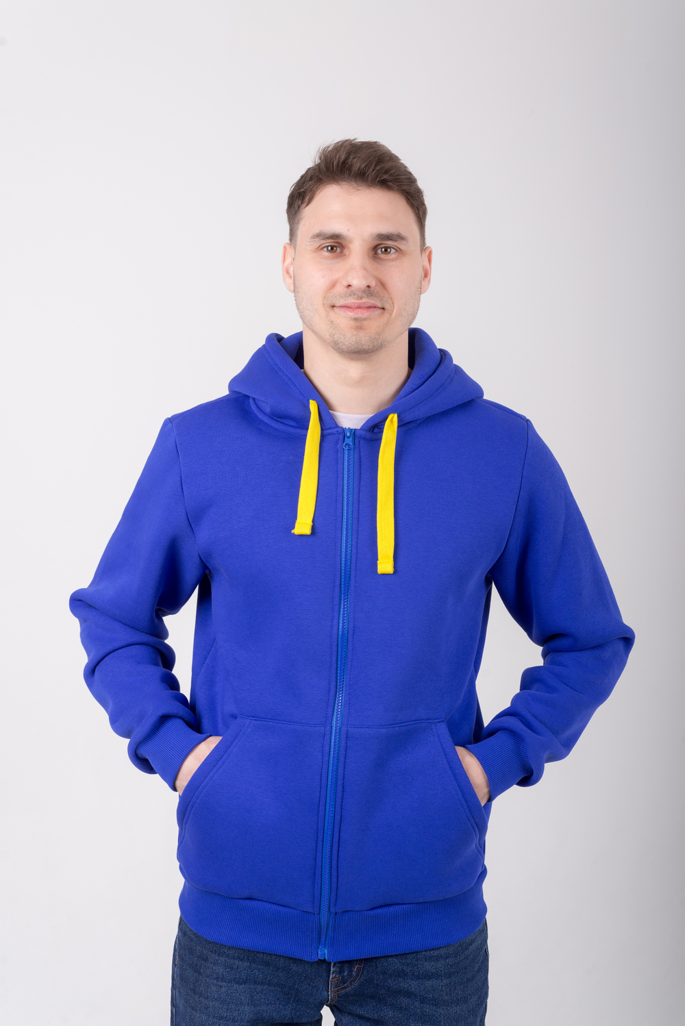 Волошковий худі на блискавці чоловічий