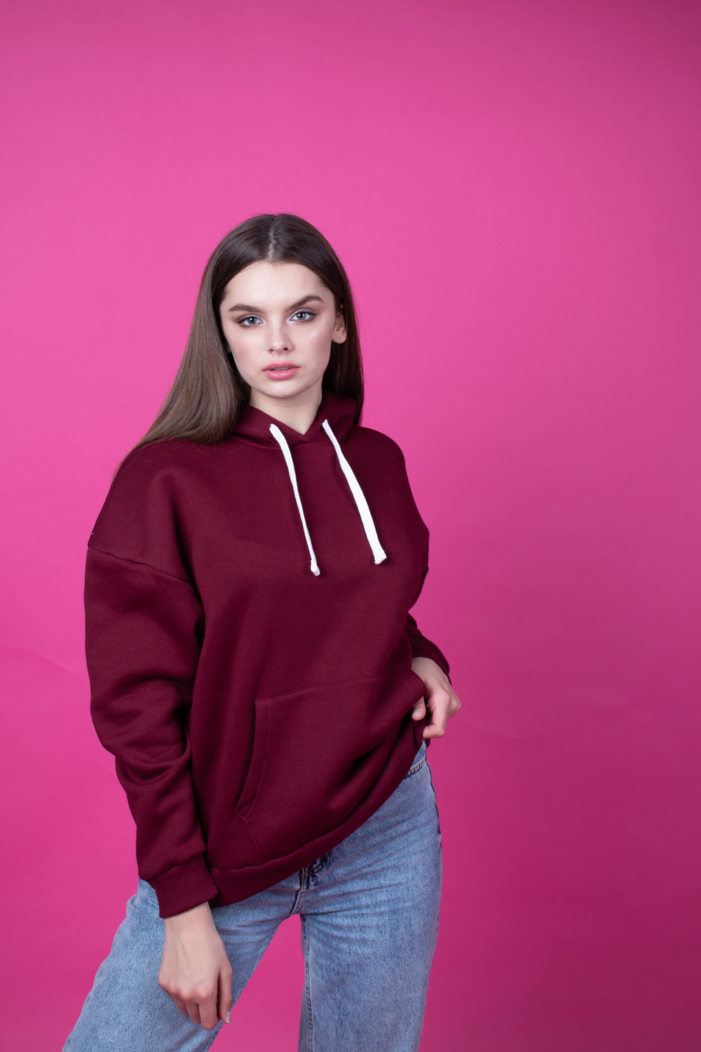 Вишневий худі жіночий