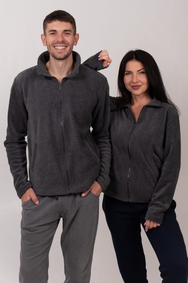 Темно-сіра (меланж) флісова кофта унісекс