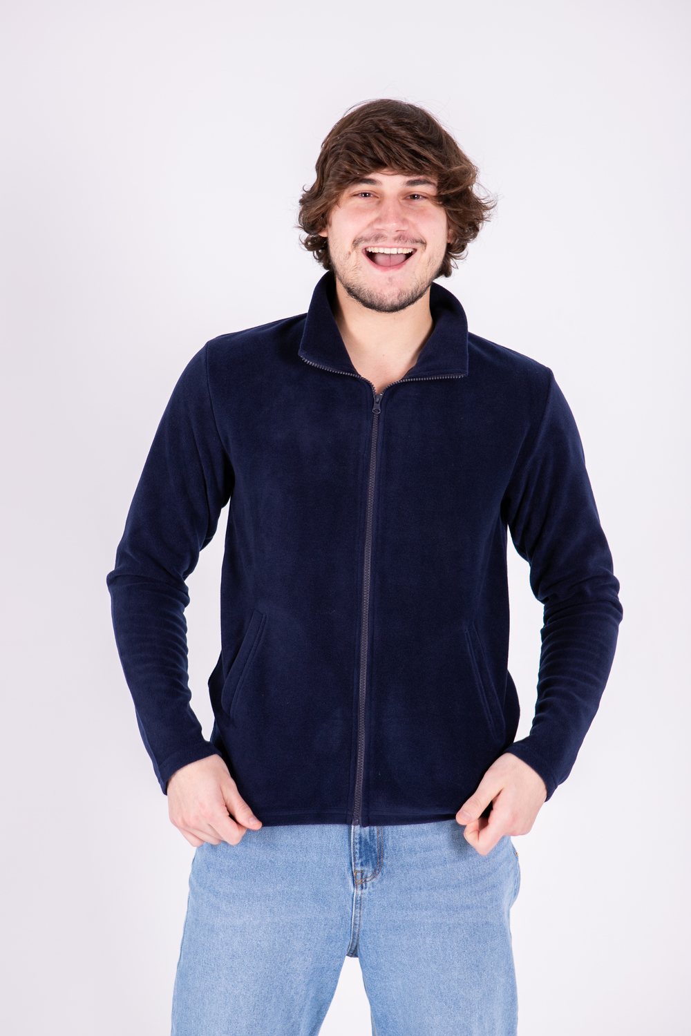 Темно-синя флісова кофта унісекс