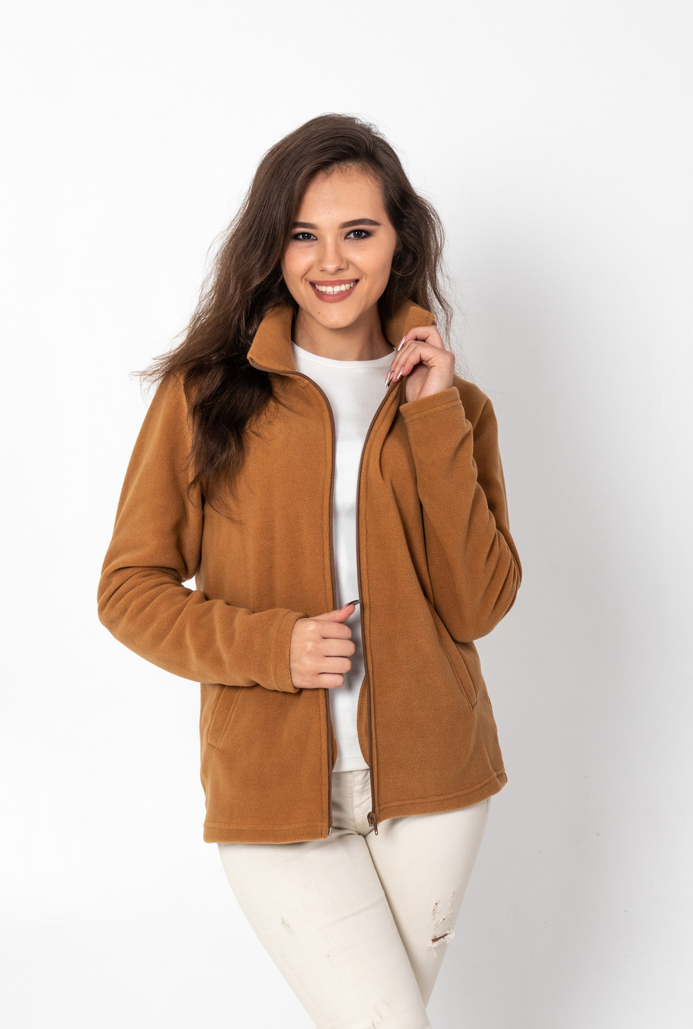 Гірчична флісова кофта жіноча