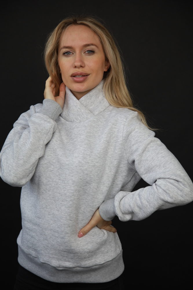 Світло-сірий (меланж) світшот ворот стійка жіночий