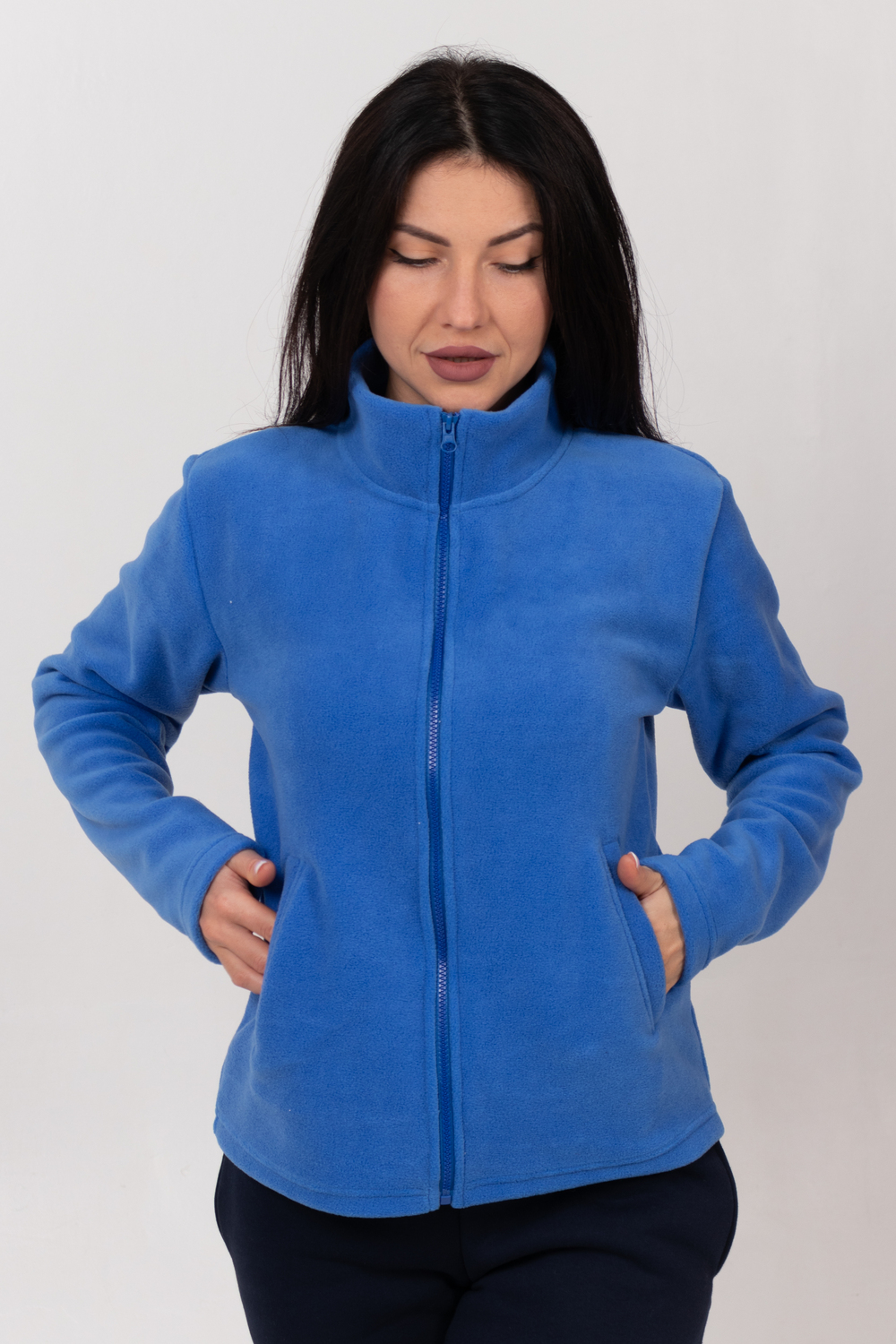 Синій (джинс) флісова кофта жіноча