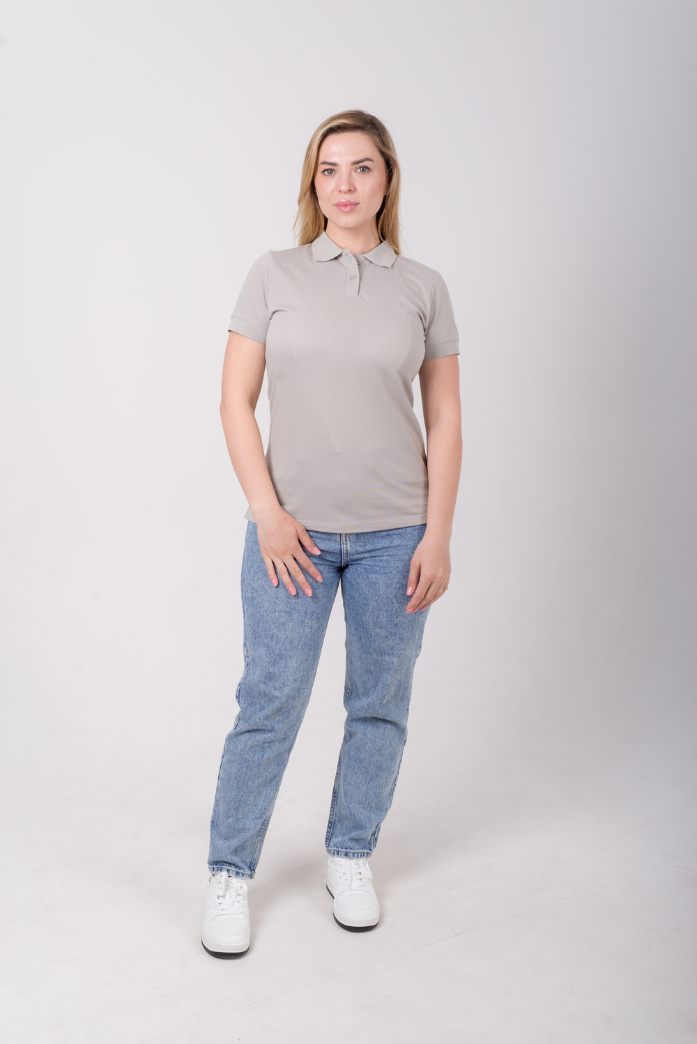 Сіра футболка поло жіноча PREMIUM
