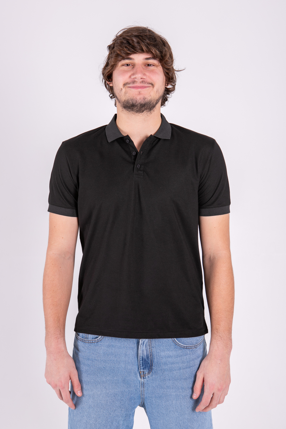 Чорна футболка поло чоловіча OXFORD