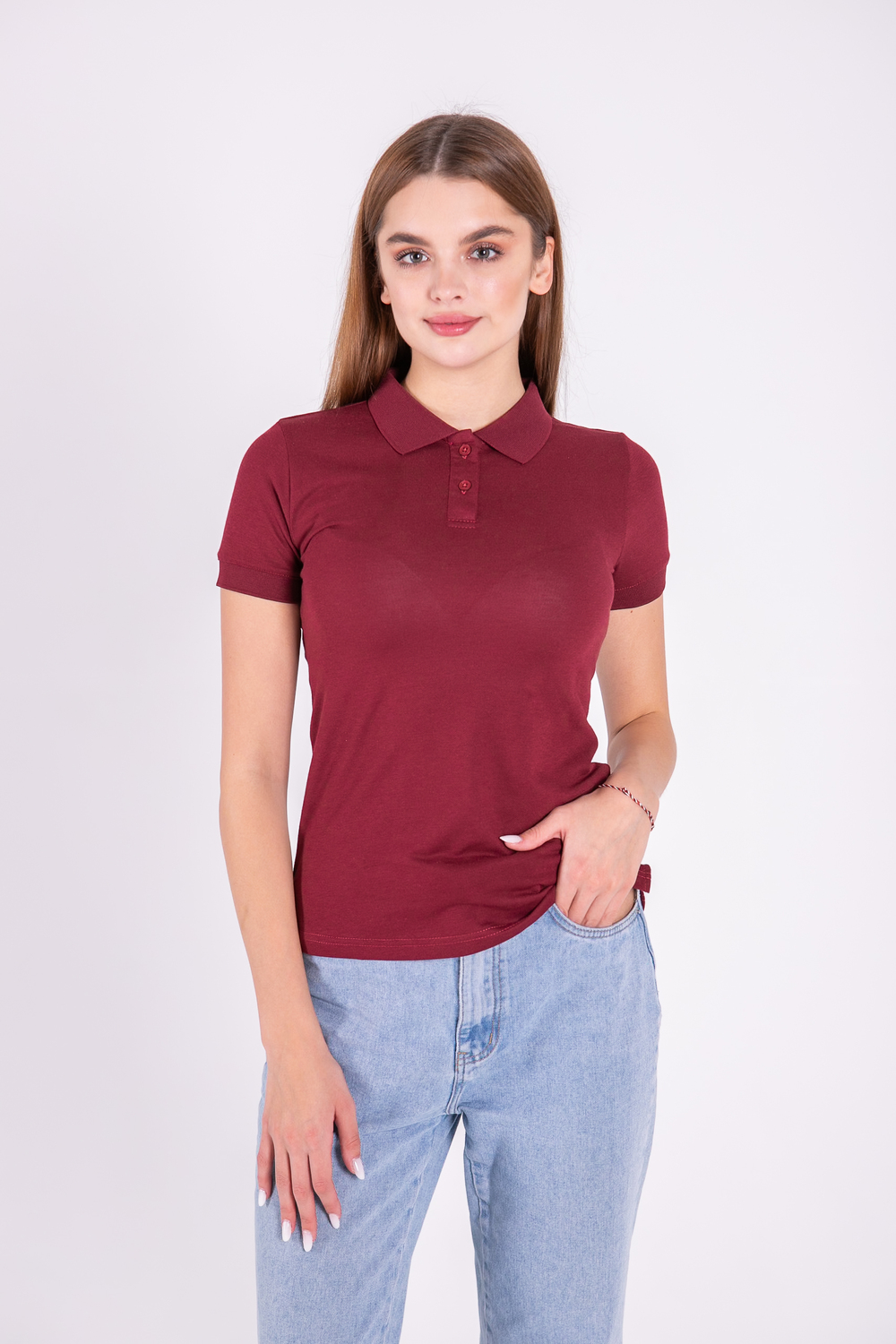 Бордова футболка поло жіноча OXFORD