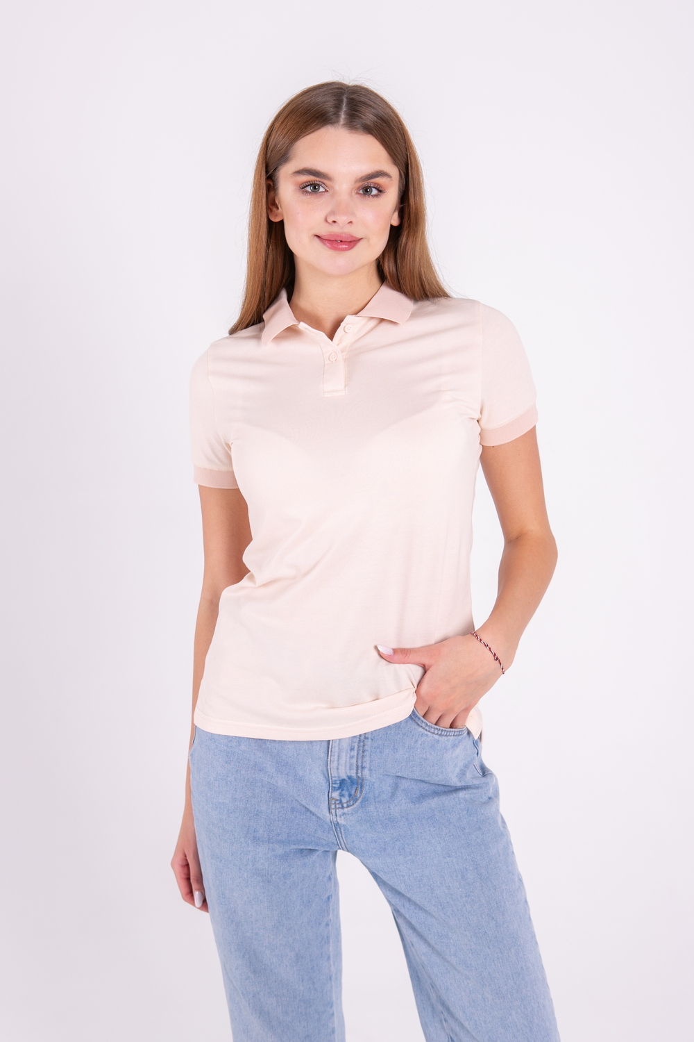 Бежева футболка поло жіноча OXFORD