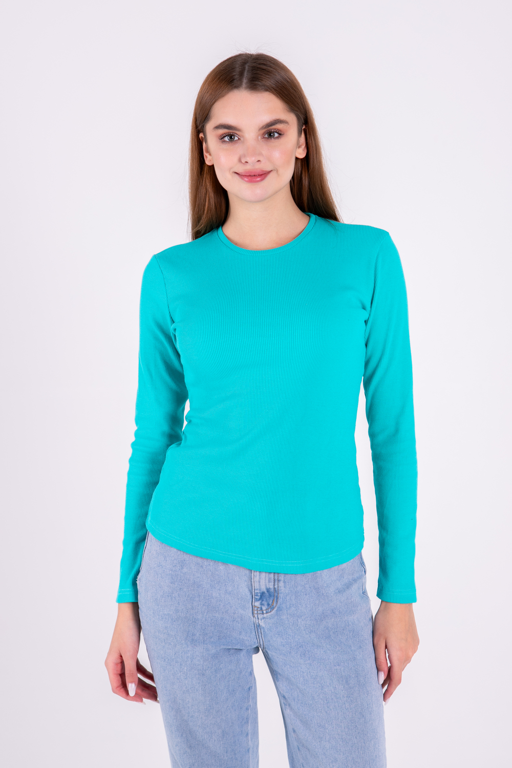 М'ятний лонгслів резинка жіночий