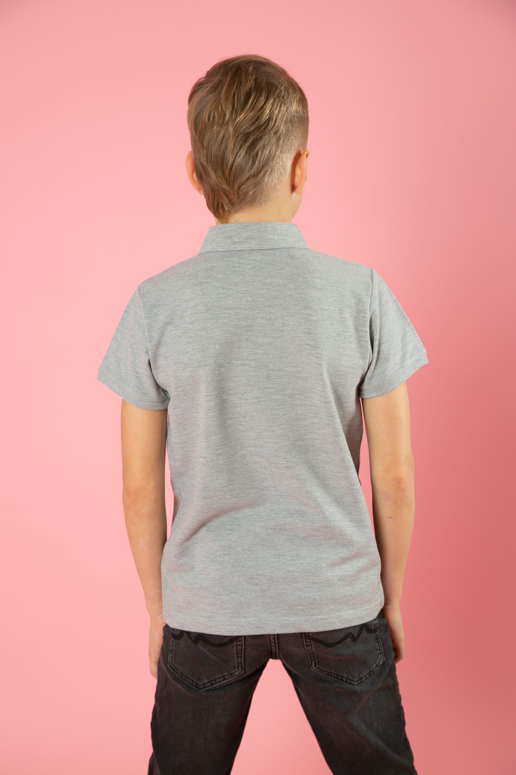 Світло-сіра (меланж) футболка поло дитяча STANDART