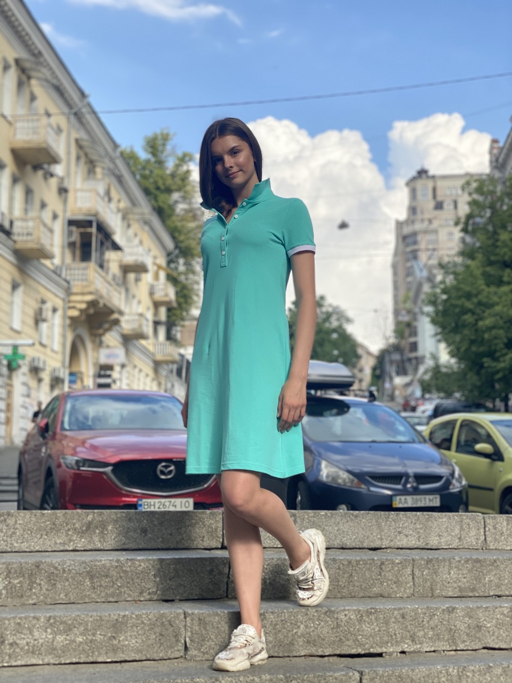 М'ятна сукня поло ТРАПЕЦІЯ