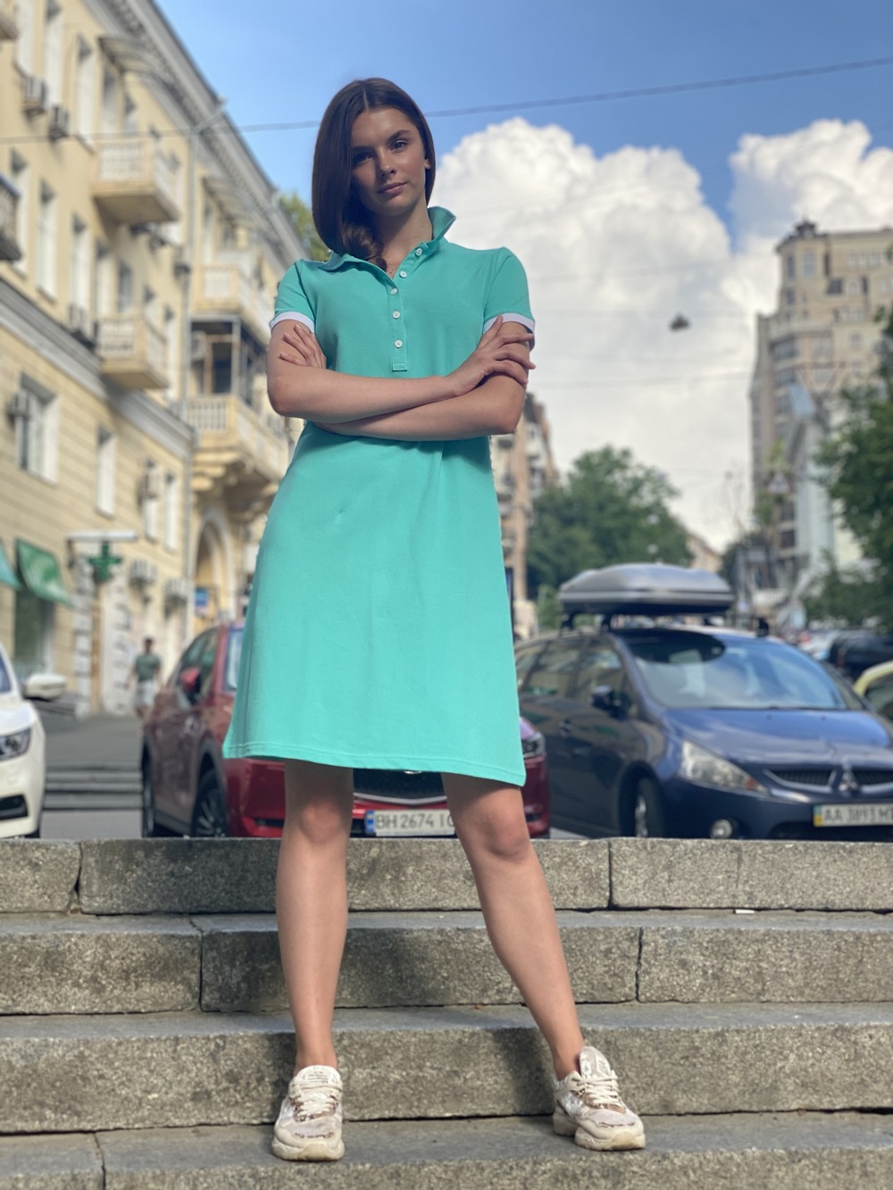 М'ятна сукня поло ТРАПЕЦІЯ