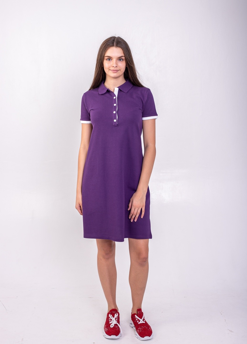 Баклажанова сукня поло ТРАПЕЦІЯ