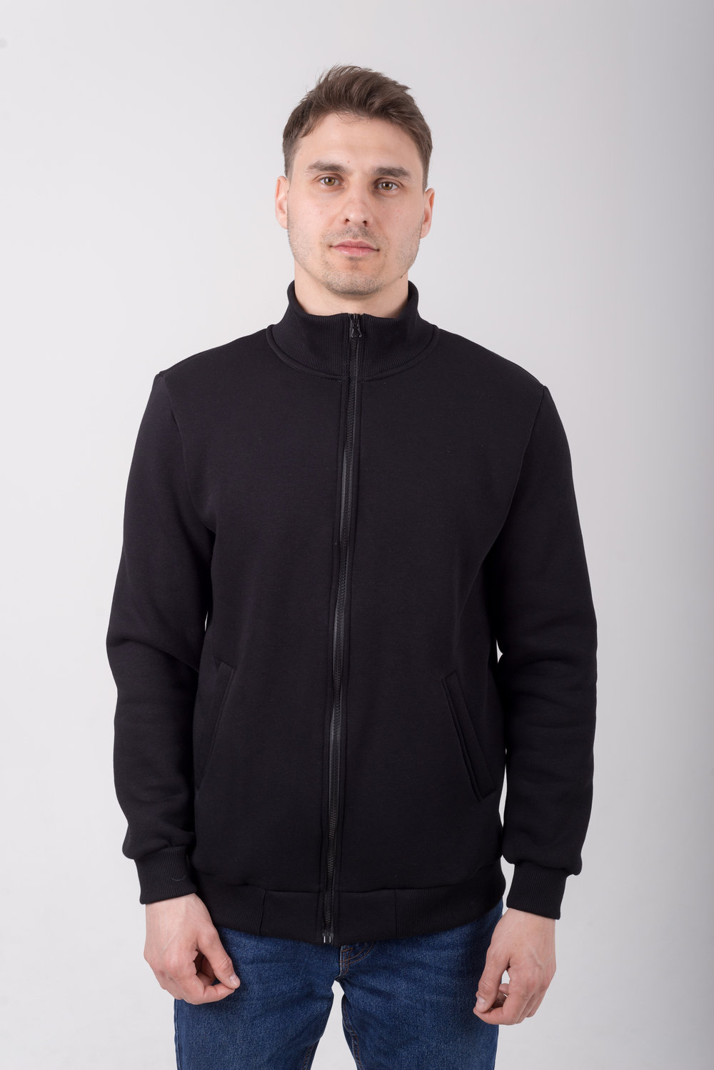 Чорна кофта на блискавці чоловіча