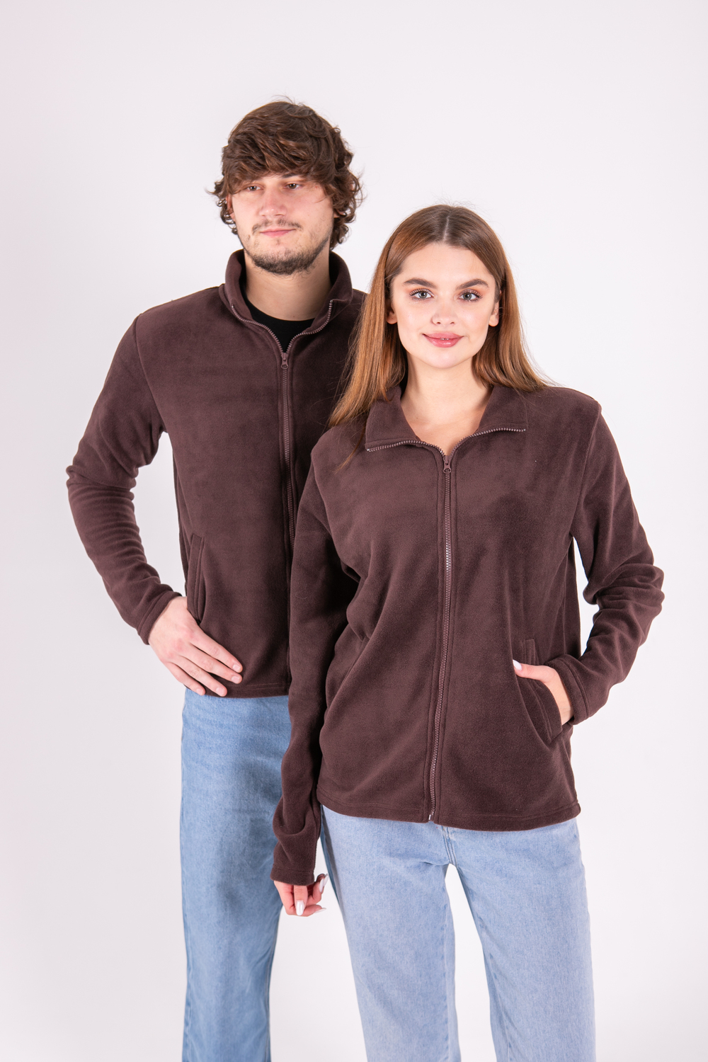 Коричнева флісова кофта унісекс