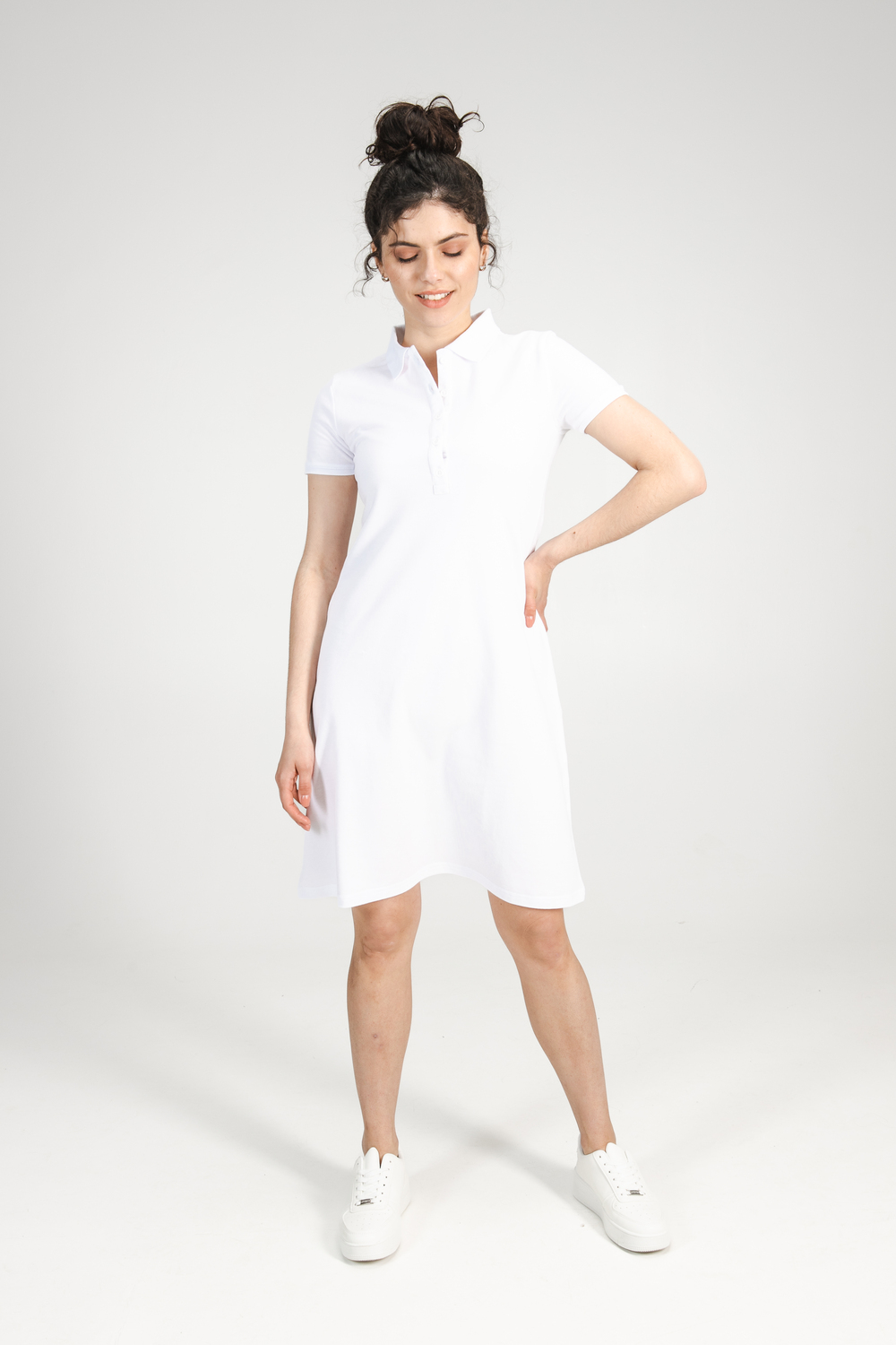 Біла сукня поло ТРАПЕЦІЯ