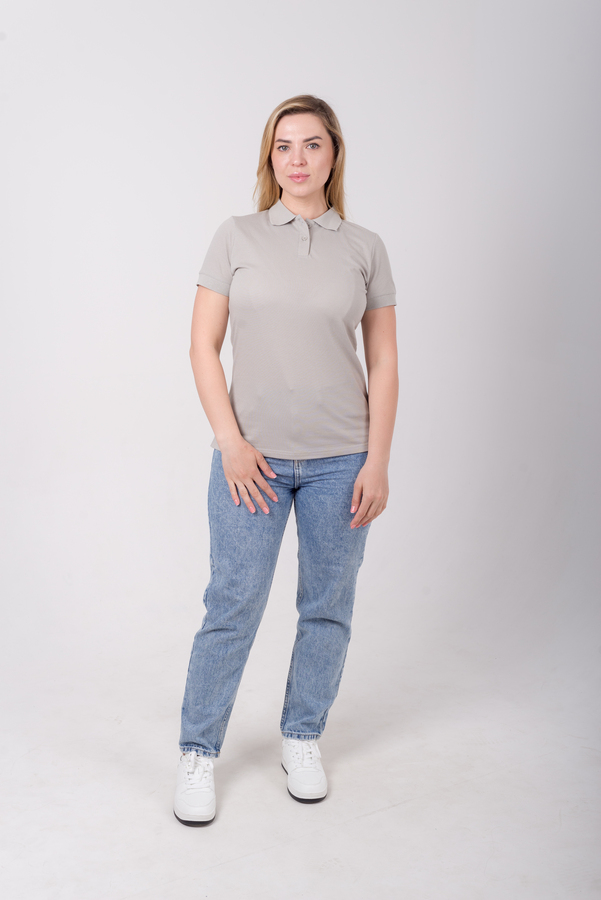 Сіра футболка поло жіноча PREMIUM