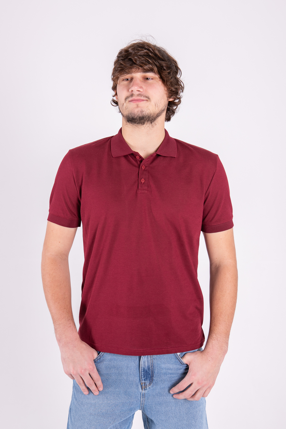 Бордова футболка поло чоловіча OXFORD