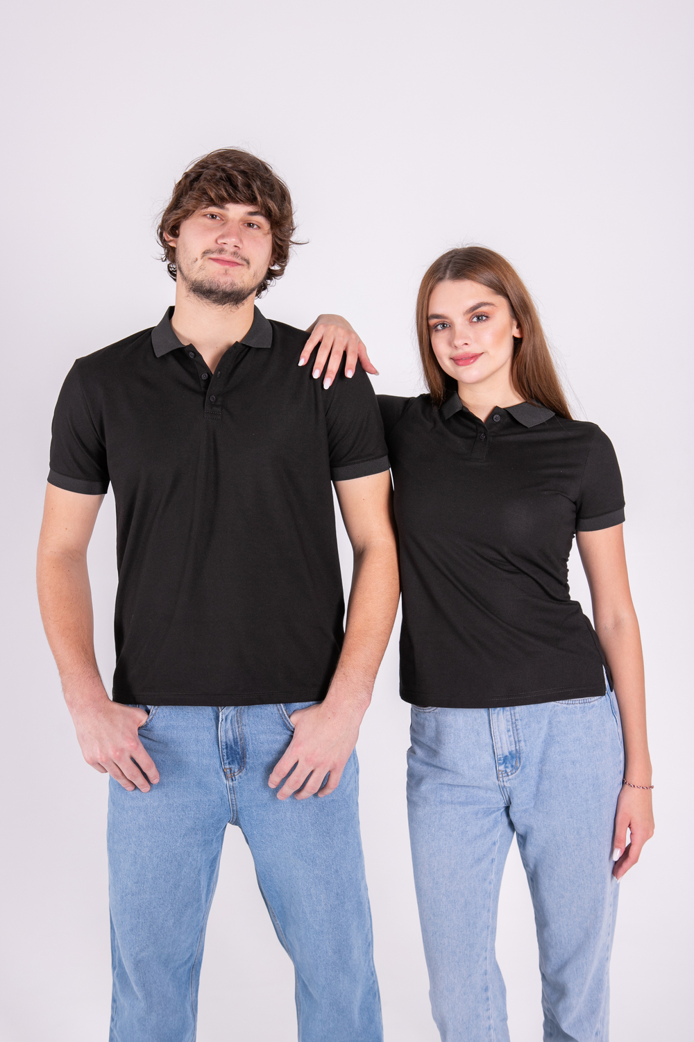 Чорна футболка поло чоловіча OXFORD