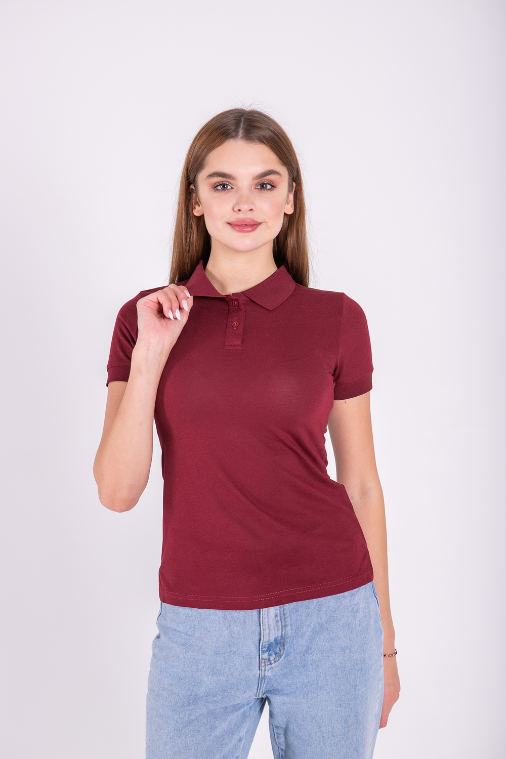 Бордова футболка поло жіноча OXFORD