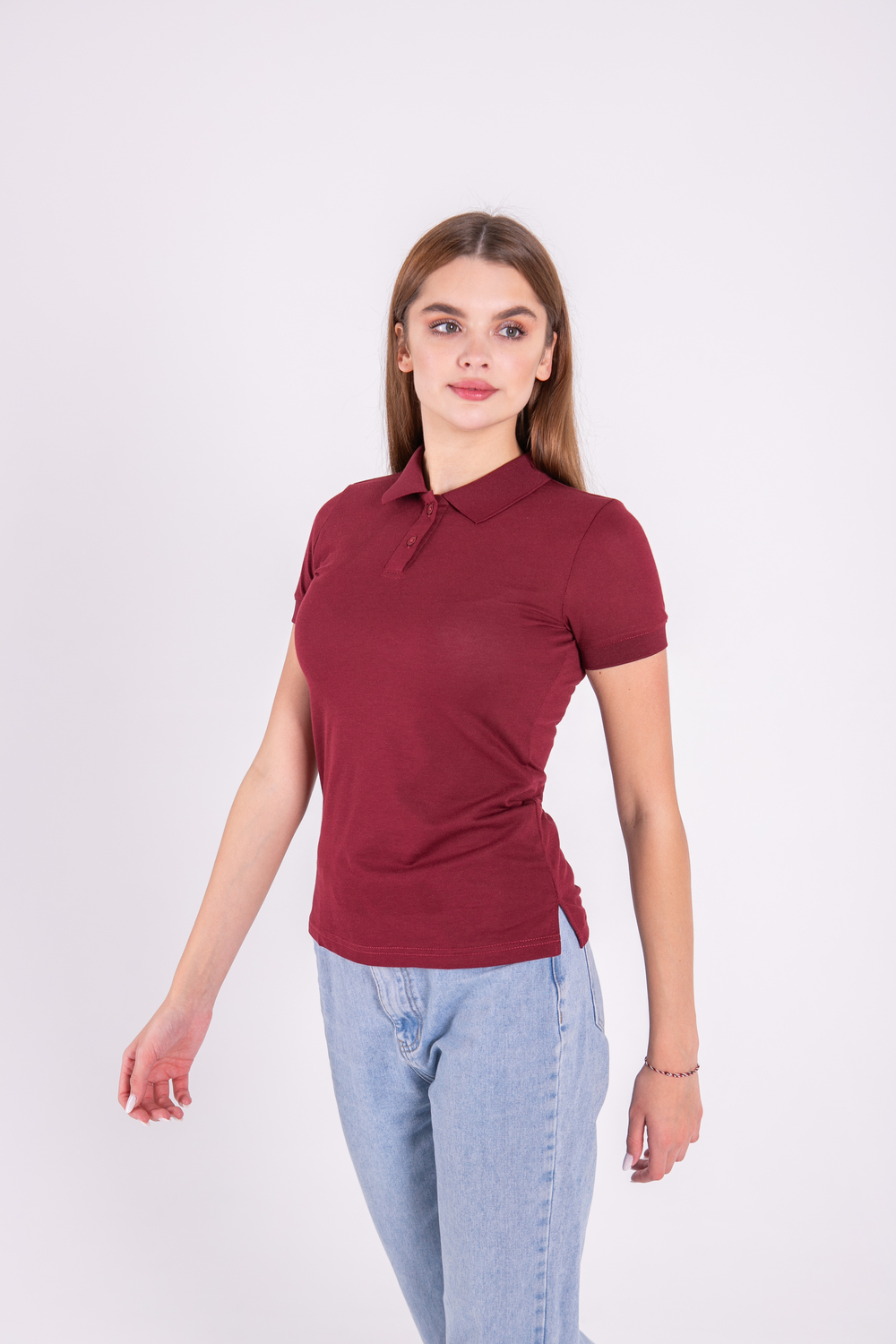 Бордова футболка поло жіноча OXFORD