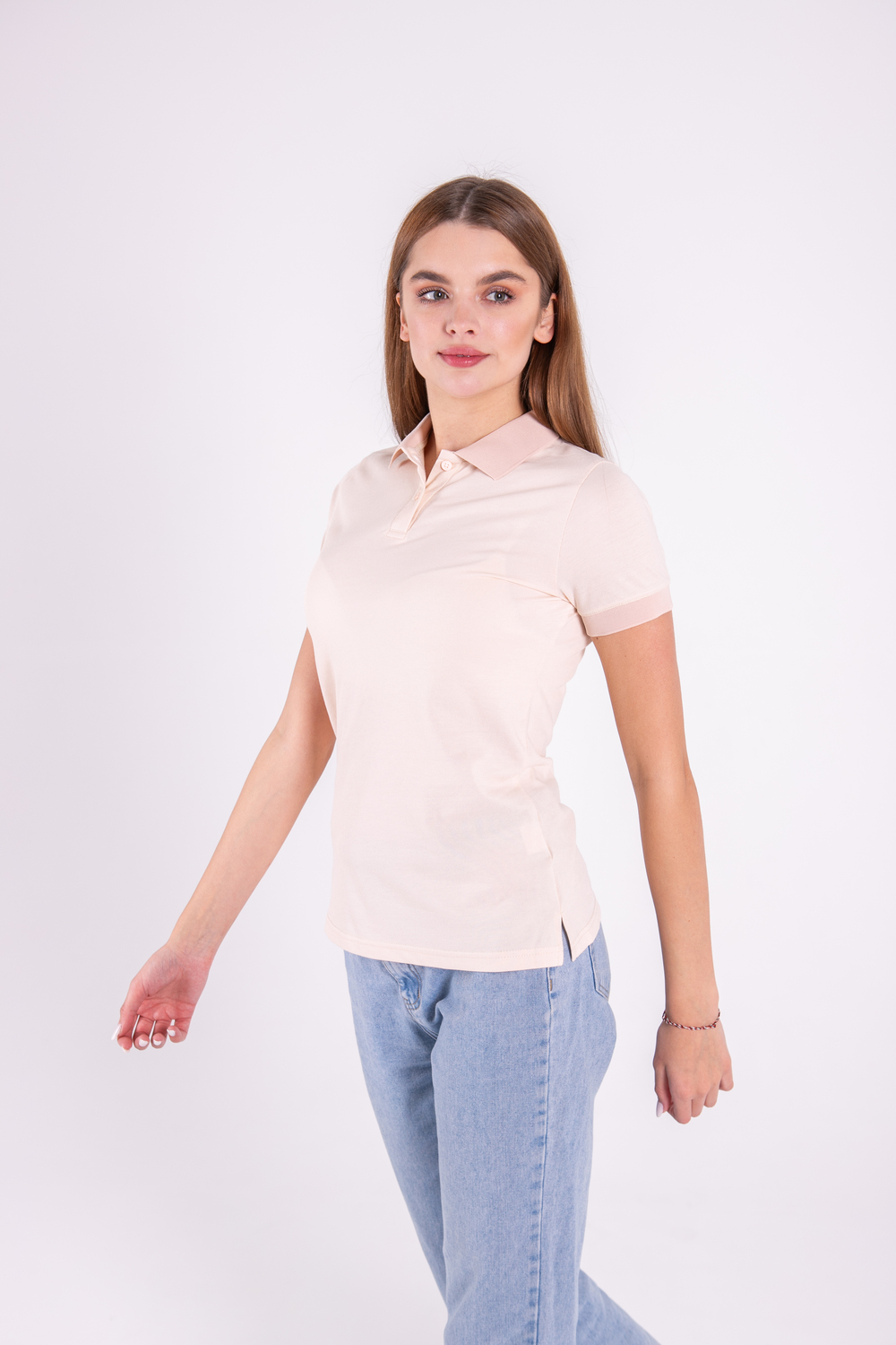 Бежева футболка поло жіноча OXFORD