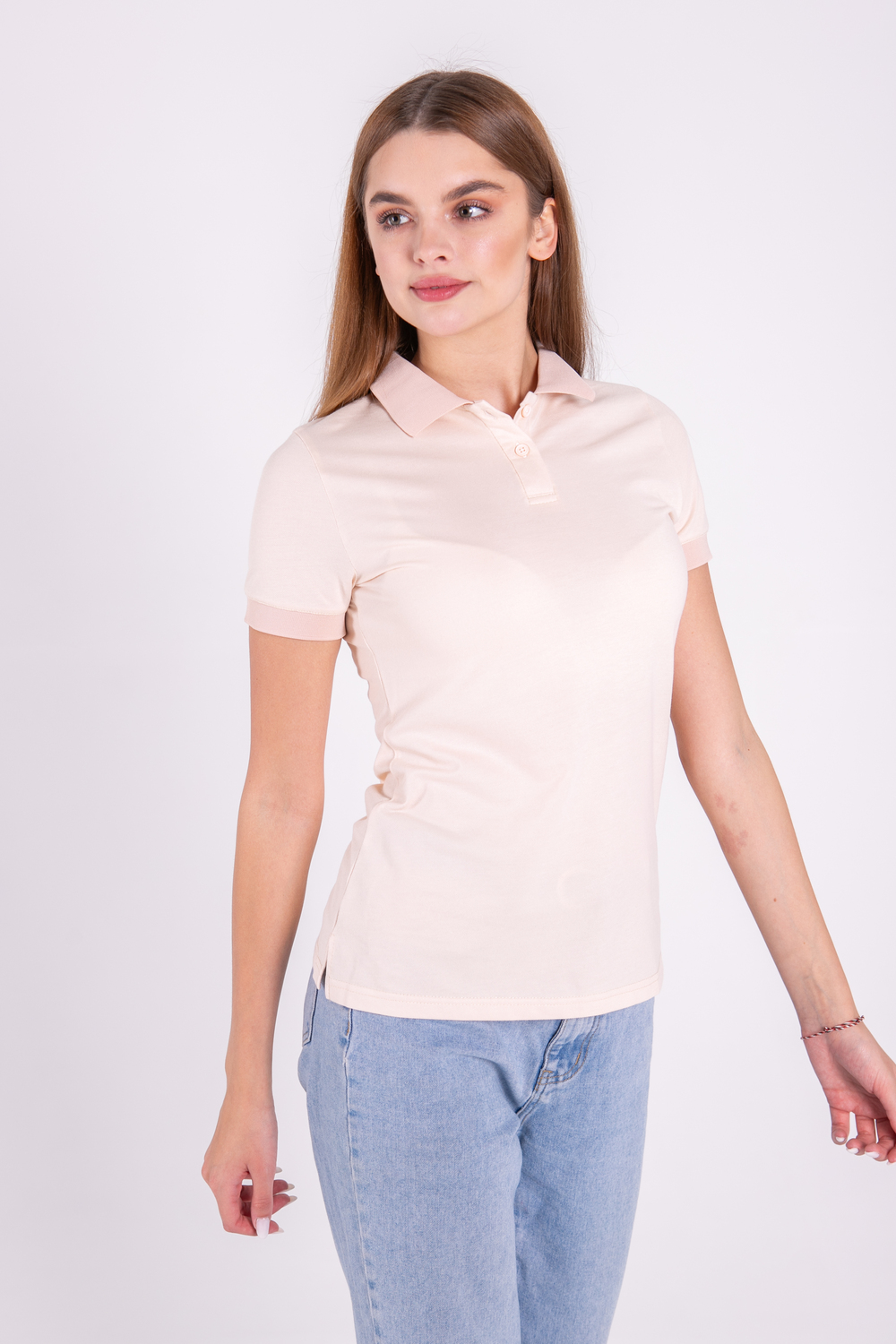 Бежева футболка поло жіноча OXFORD