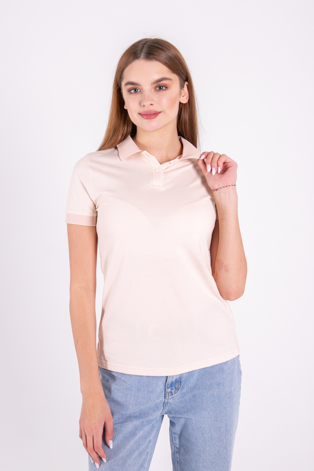 Бежева футболка поло жіноча OXFORD