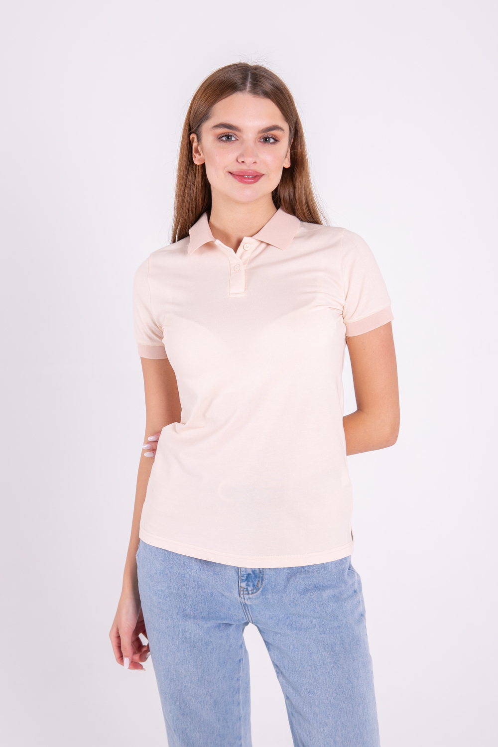 Бежева футболка поло жіноча OXFORD