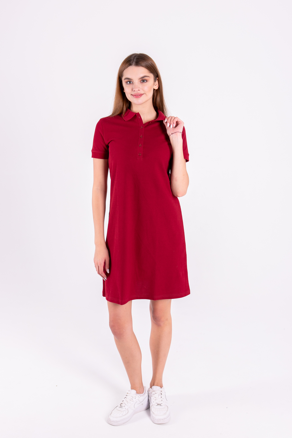 Бордова сукня поло ТРАПЕЦІЯ